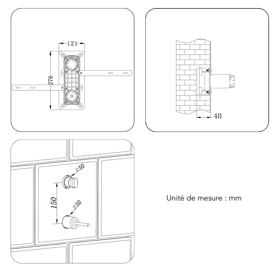 Colonne de douche encastrée or brossé - Image 12