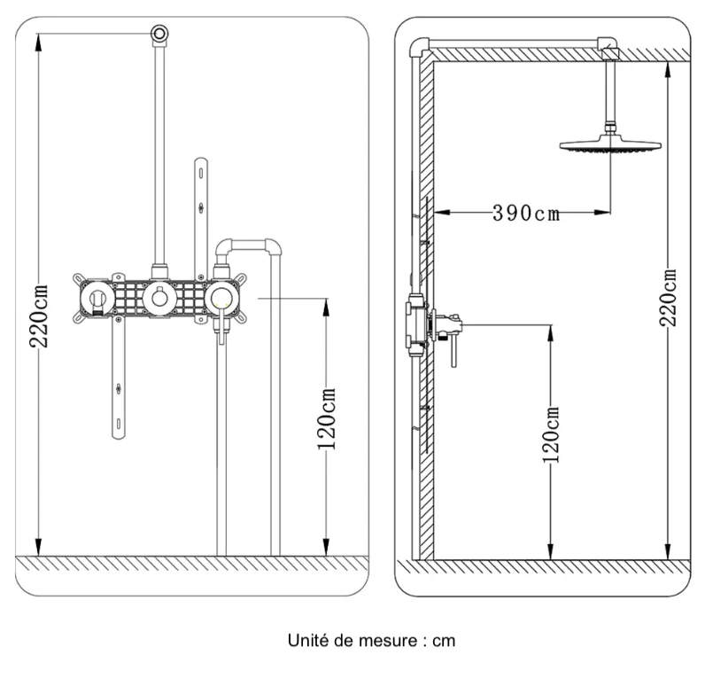 Colonne de douche encastrée or brossé - Image 14