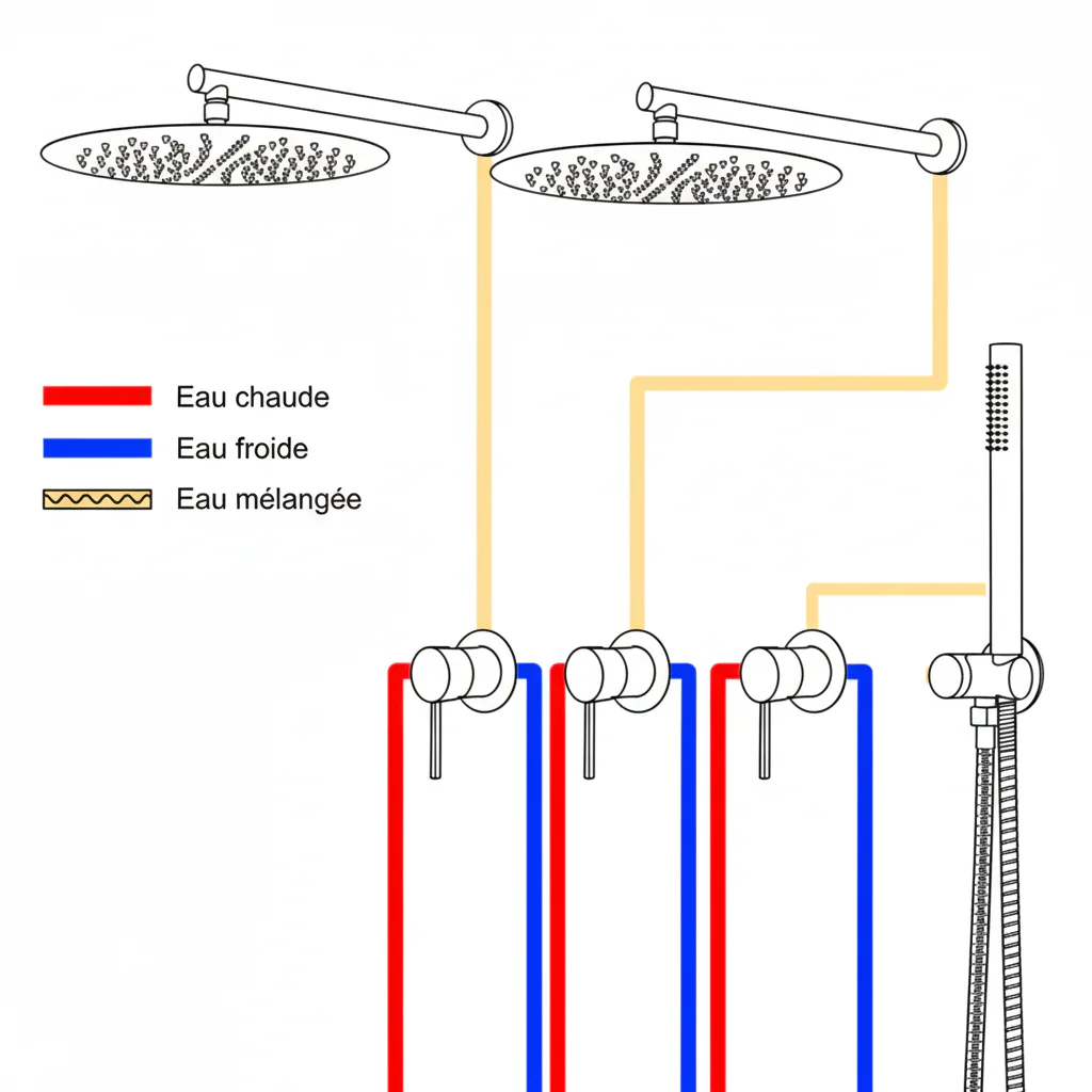 Double colonne de douche encastrée or brossé - Image 8