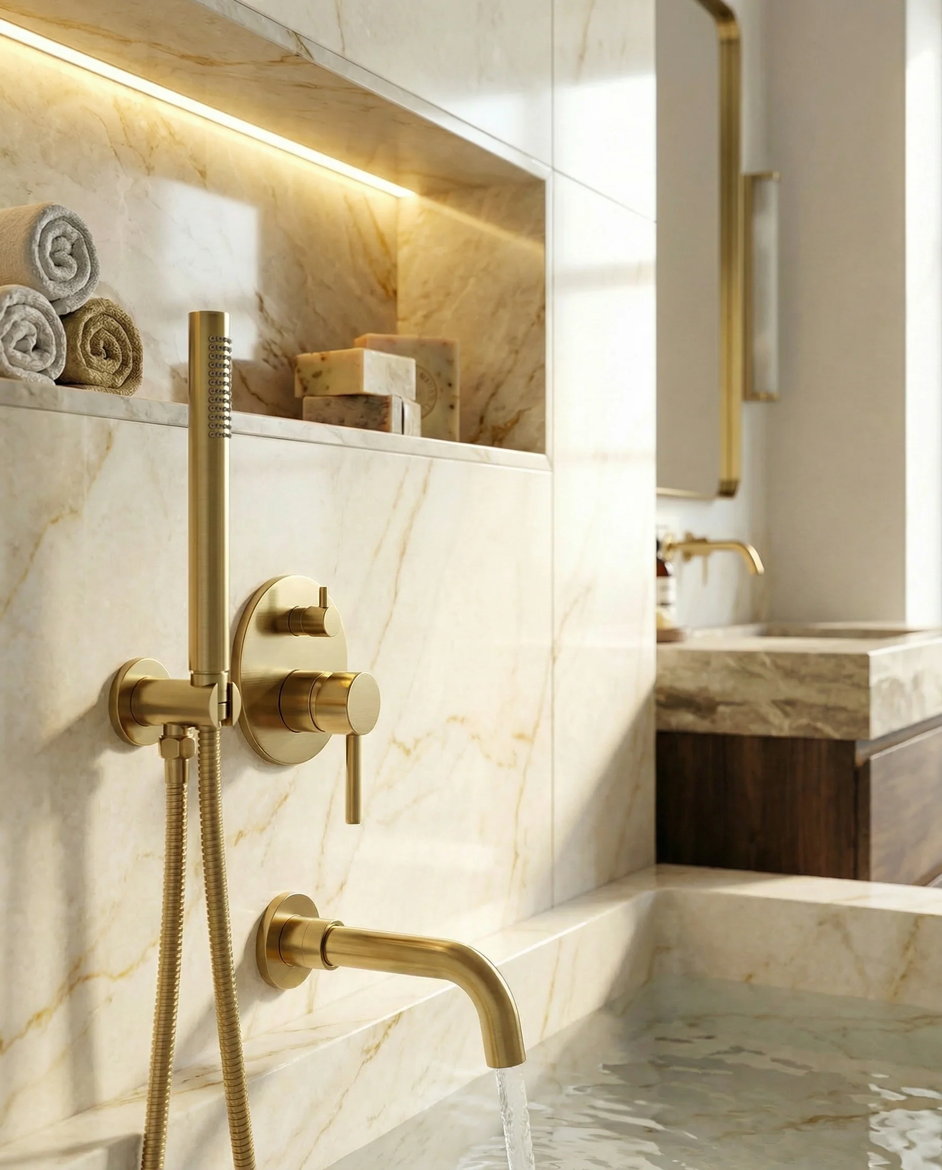 Mitigeur de bain encastré or brossé - Image 3