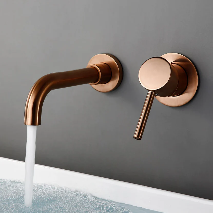 Mitigeur salle de bain encastré or rose brossé - Image 4